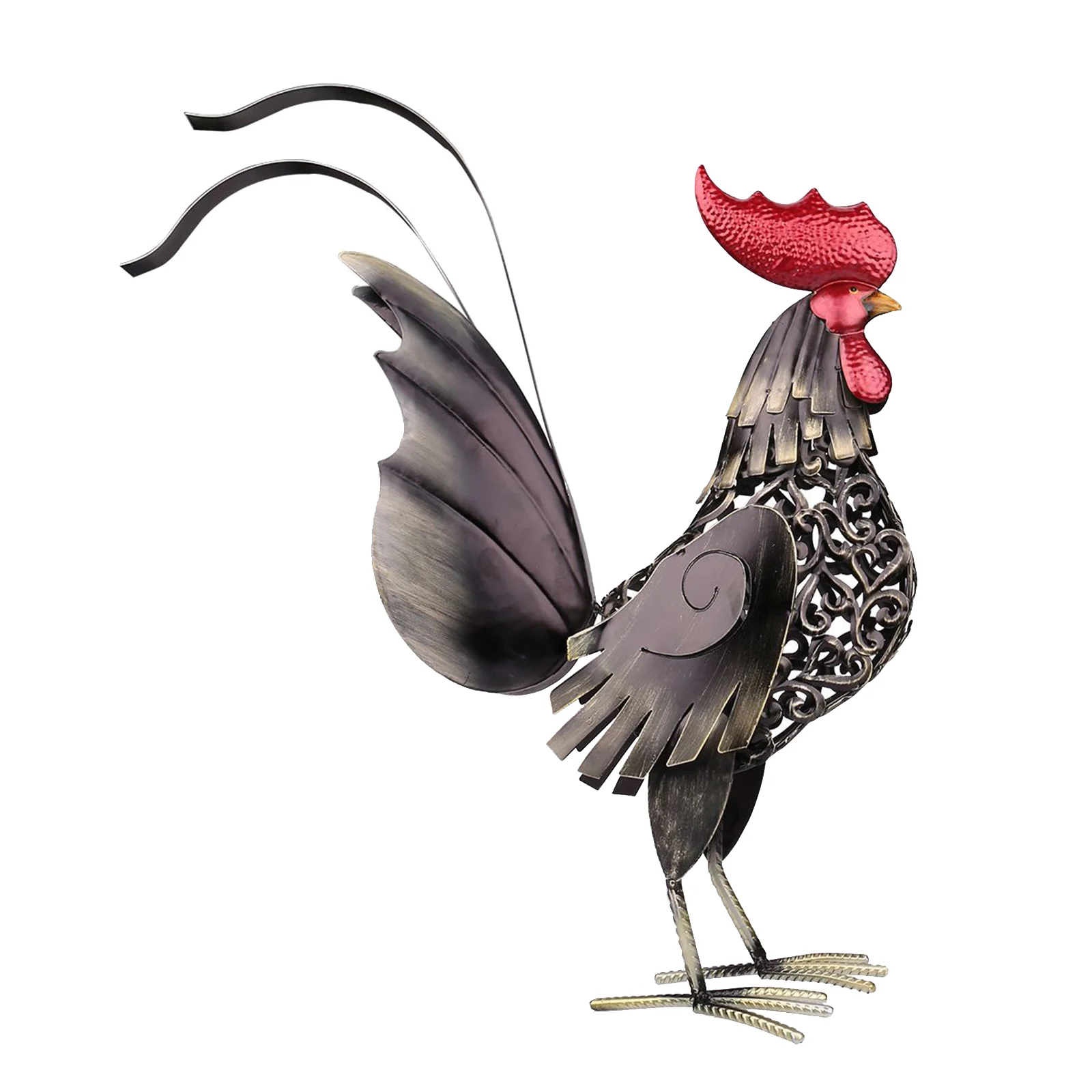 Carved Iron Metal Rooster Sculpture Figurine Ornament Handicraft Home Decor