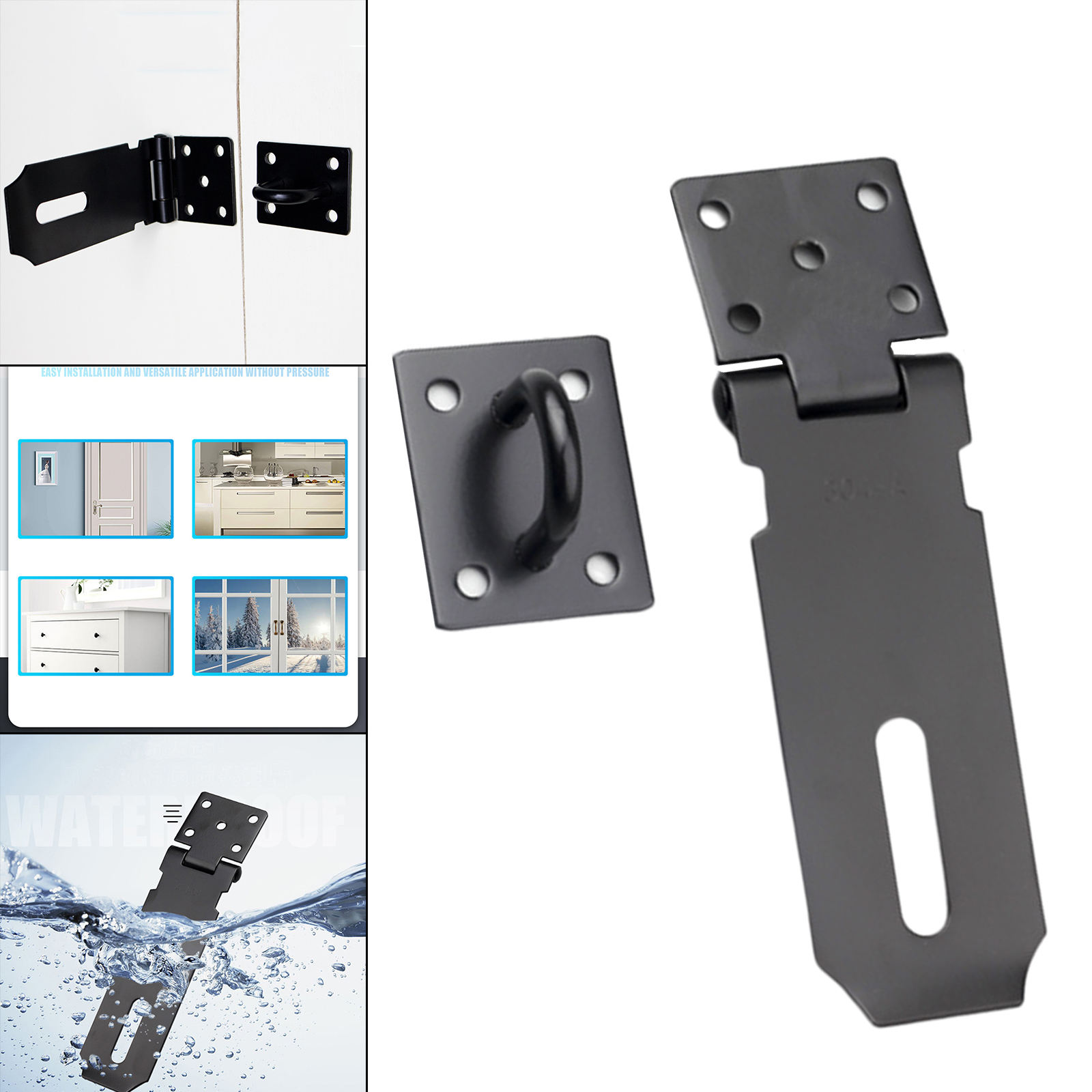 Stainless Steel Thickened Lock Plate Burglar-proof Hasp Latch Padlock Clasp Staple Door Bolt Window