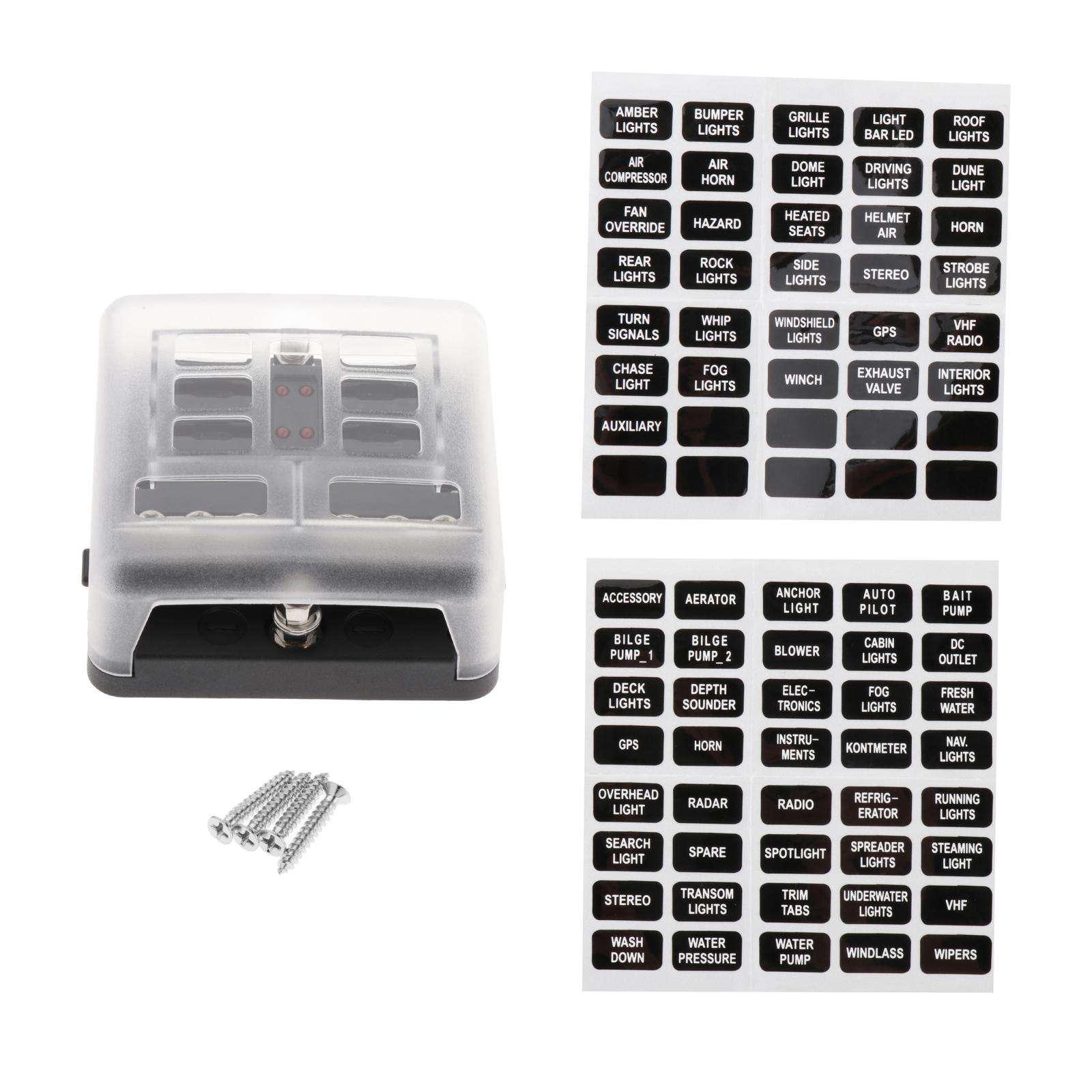Car LED Fuse Box 6 Way PBT DC32V with LED Indicator Atc/Ato Fuse Block Fuse Holder for Vehicle SUV RV Van Truck Automotive