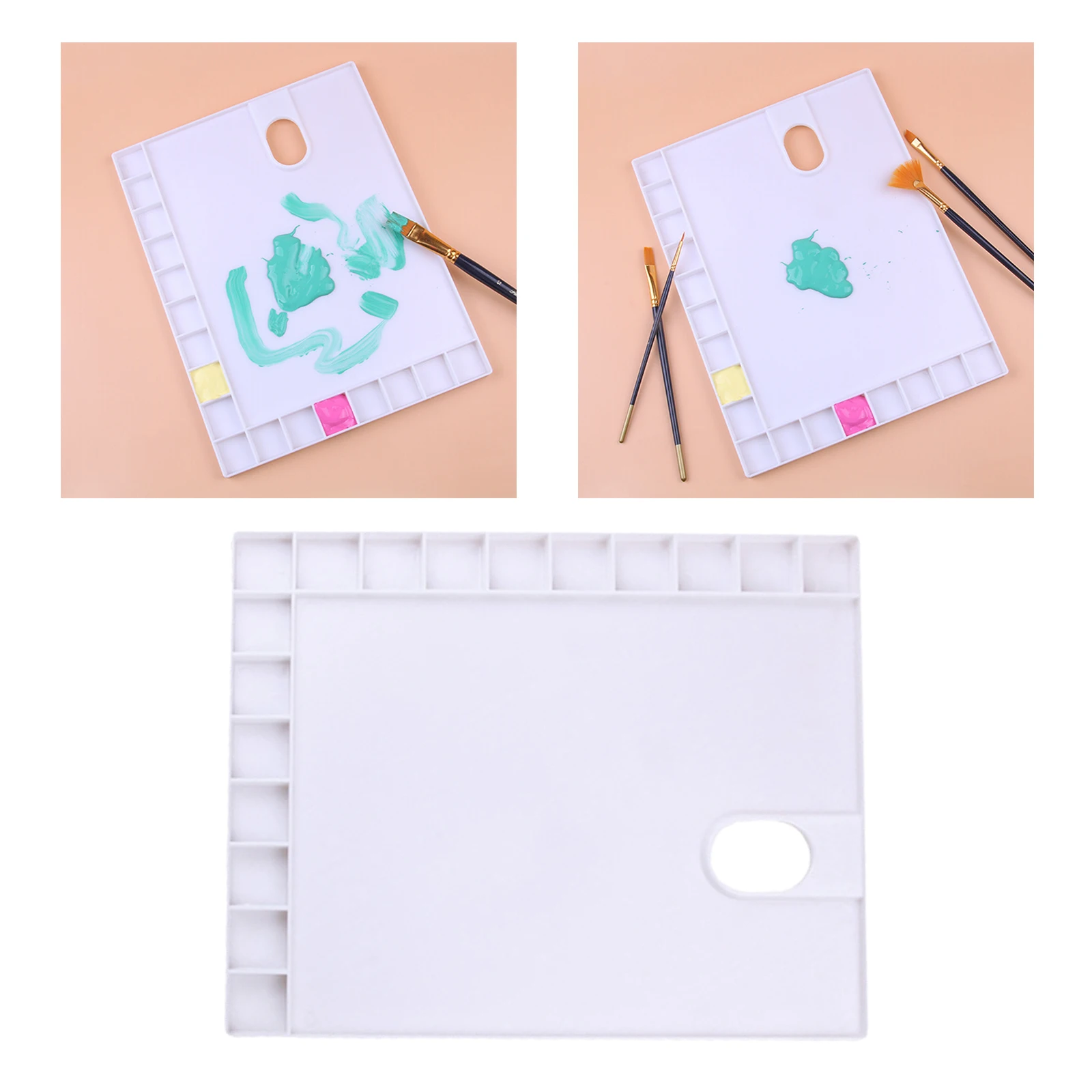 Plastic Palette Art Paint Plastic Drawing Tray Paint Pallet for Oil Watercolour White Painting Palette