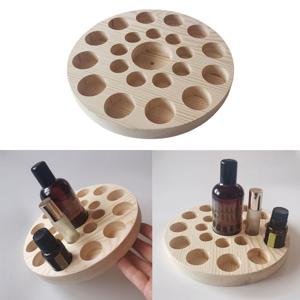 Essential Oil Storage Organizer Wooden Display Tray Rack Stand Holder,22Slot