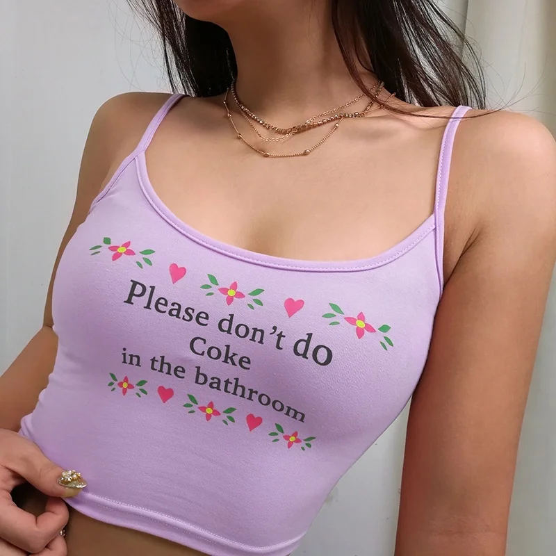 Sexy Fashion Vest Do Not Do Coke In The Bathroom Crop Tops Womens Casual Tank Tops Letter Print Vest Halter Camisole gym bra