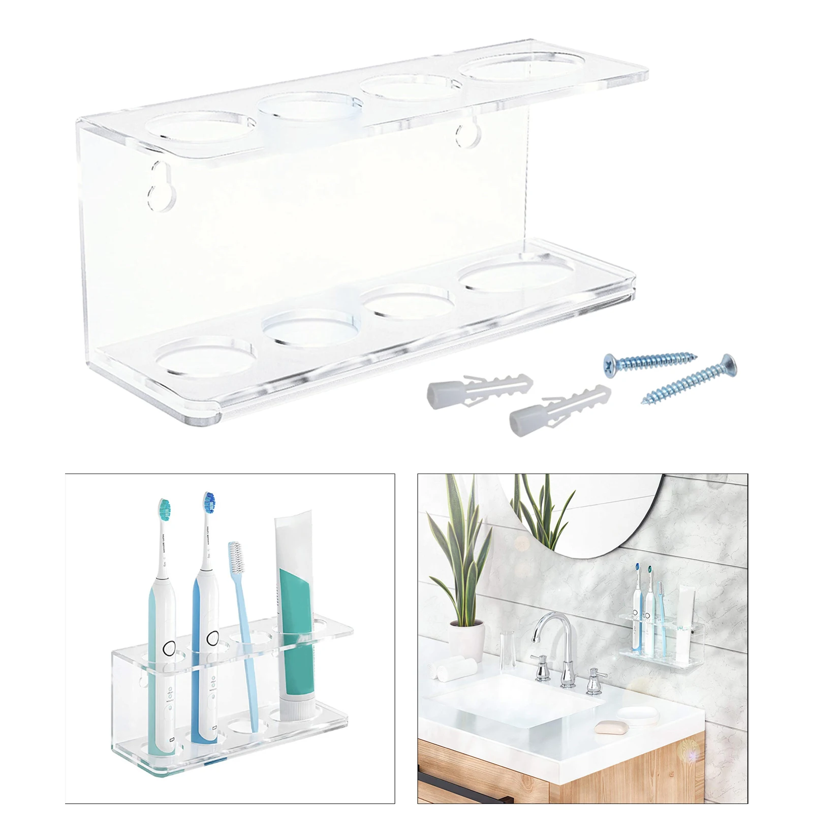 4 Slot Bathroom Toothbrush Holder Multi-Functional Modern Toothpaste Rack Electric Toothbrush Bracket Home Accessories