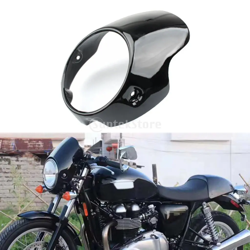 MagiDeal 7 Motorcycle Headlight Fairing Protector Windshield Kit Gloss Black Color