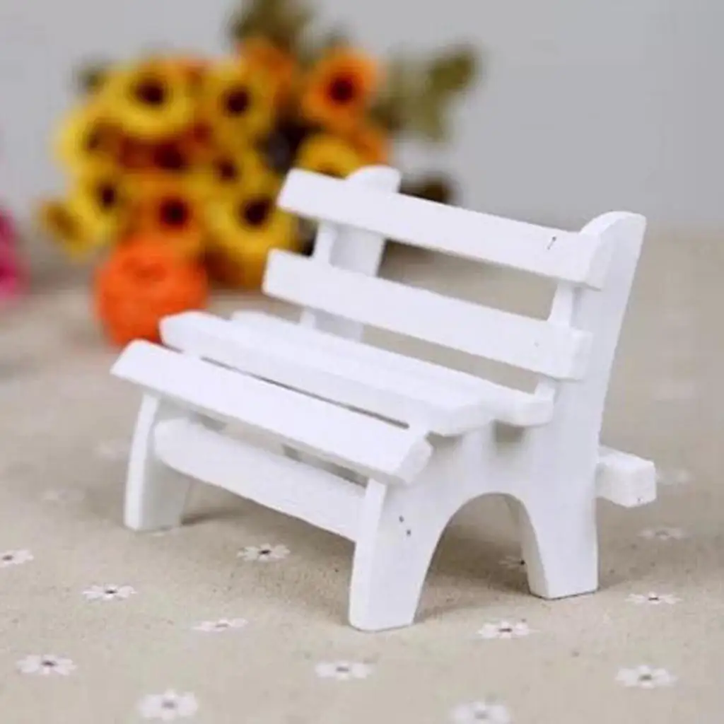 5pcs Cute Mini Chair Ornament Wooden Bench Model Miniatures Ornaments Crafts