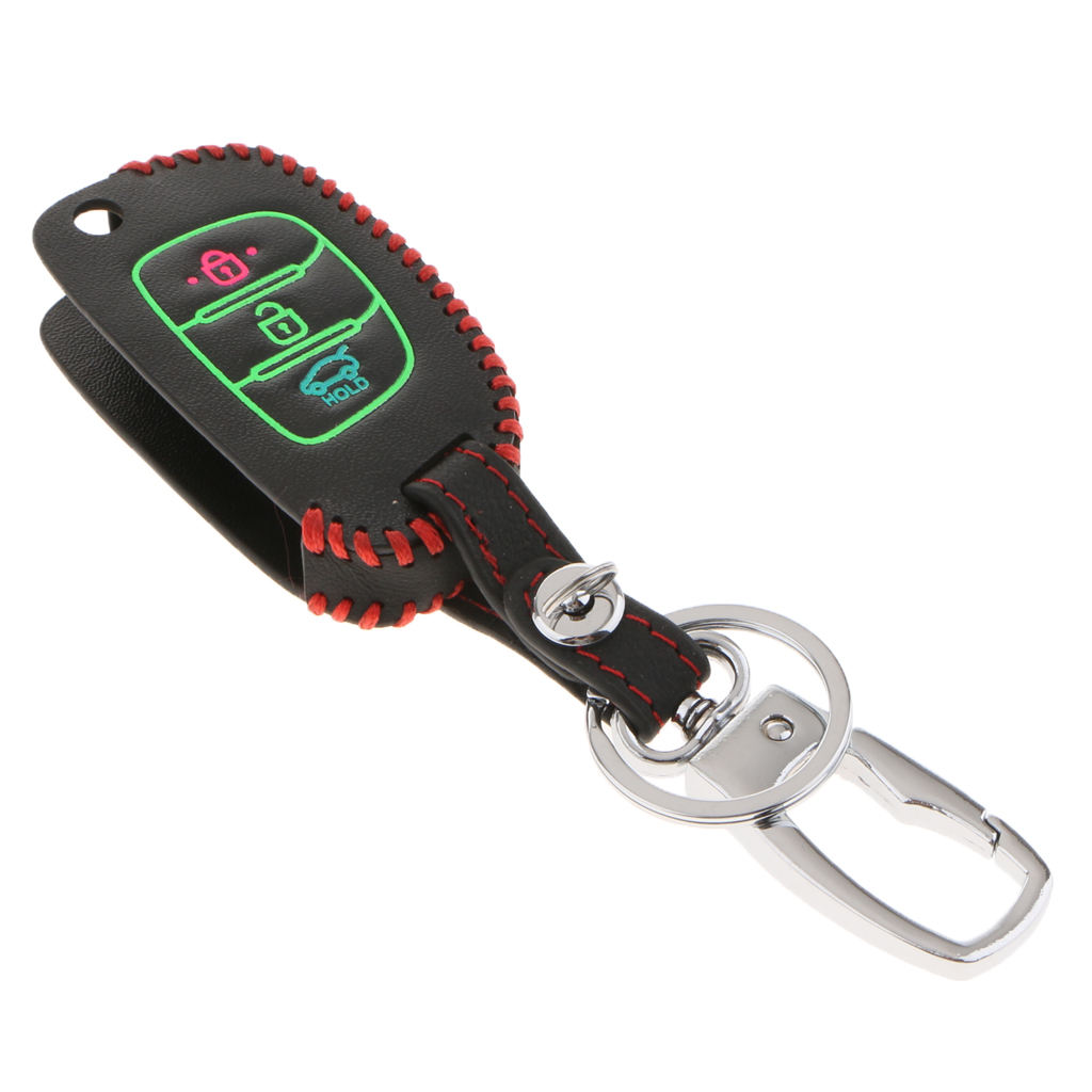 Authentic Leather Remote Smart Key Protector Bag with Key Chain for HYUNDAI 14 MISTRA,15 ELANTRA,15 SANTA,13-15ix35,15 ix25