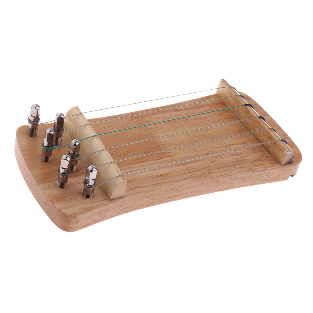 Tooyful Exquisite Solid Wood Mini 6 String Guzheng Chinese Zither Hand Trainer Gu Zheng Finger-training Exerciser