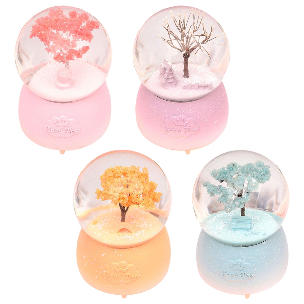 Snowflake Crystal Ball Music Box Decoration Tree Home Decoration Music Box Children Student Birthday Gift Snow Ornaments