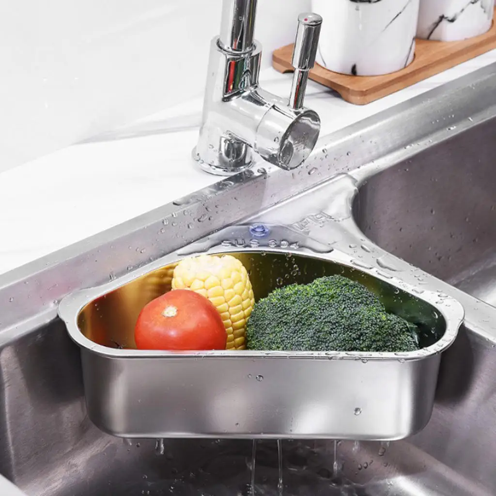 Kitchen Sink Corner Strainer Vegetable Fruit Drainer Basket for Bathroom Kitchen