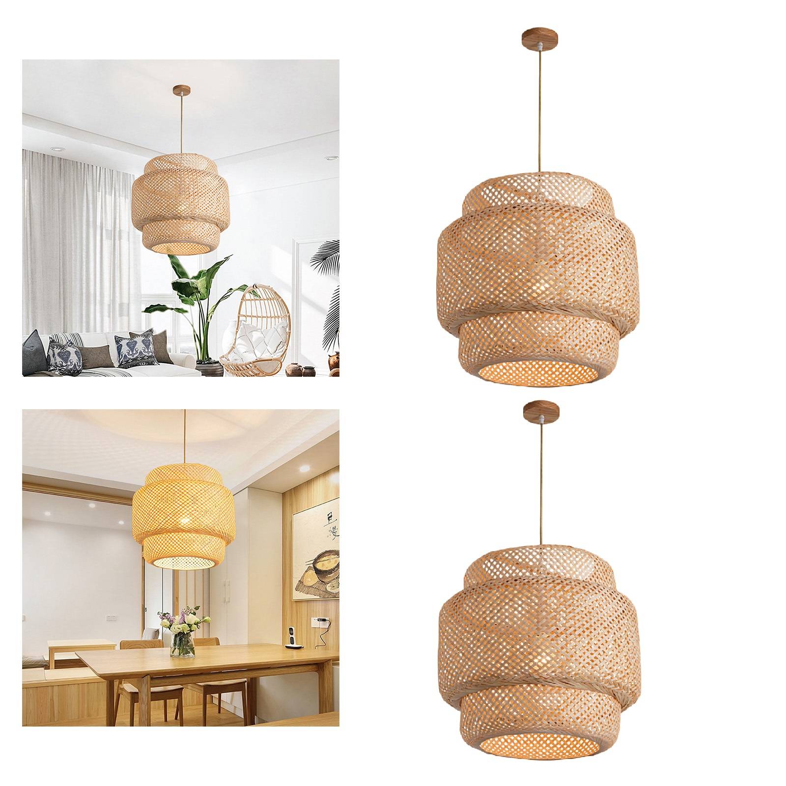 bambu rattan montagem nivelada luz pingente teto