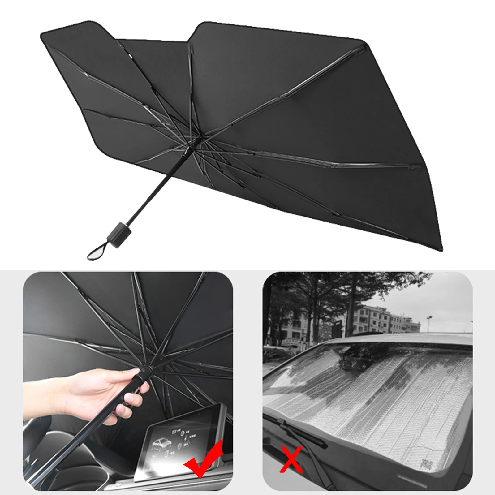 Car Sun Shade Cover Parasol Retractable Umbrella Front Window Sun Protect