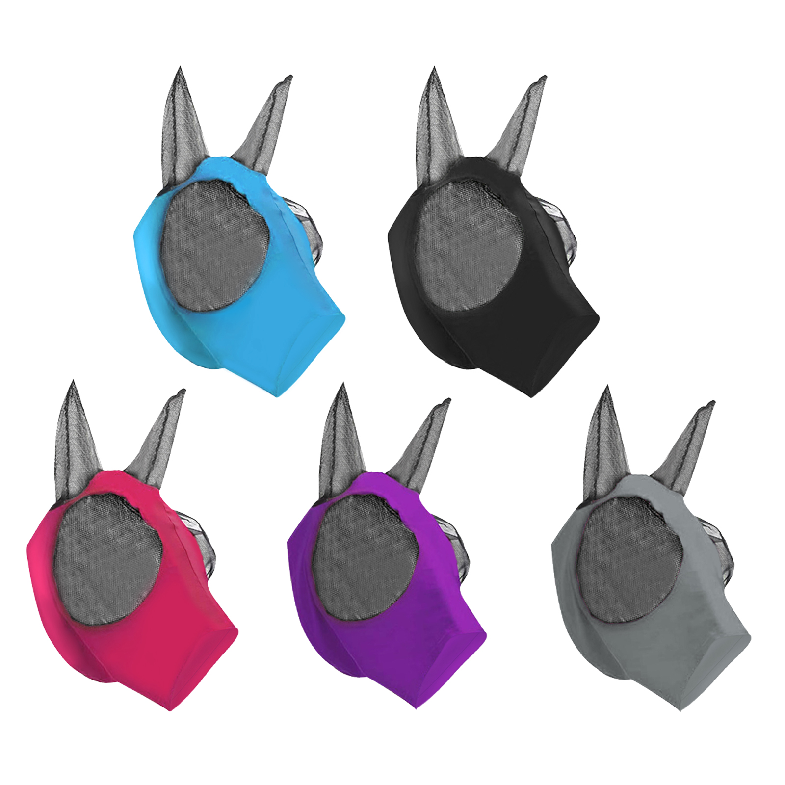 Anti-Fly Mesh Horse Mask Stretch Bug Eye Horse Fly Mask with Covered Ears Horse Fly Mask Long Nose with Ears