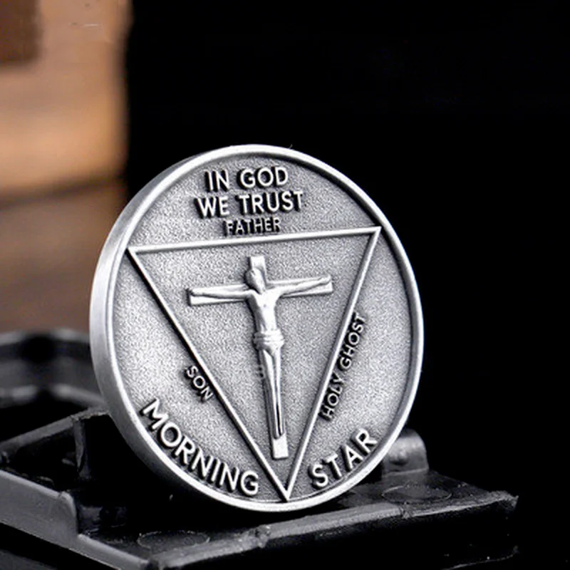 Lucifer Morningstar Satanic Pentecost Cosplay Coin Commemorative Coin Badge Halloween Metal Accessories Halloween Prop Coin sexy nun costume