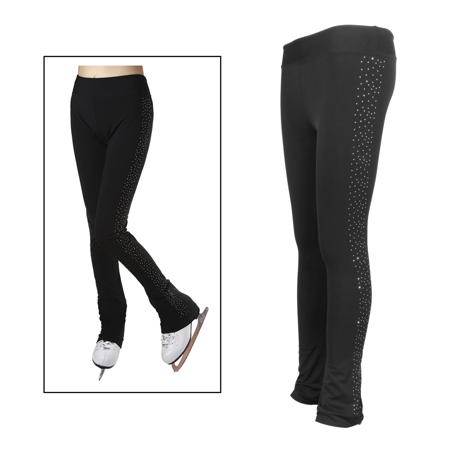 Ice Figure Skating Costume Gymnastics Trousers Adult Child Competition Performance Pants Left Leg Rhinestone