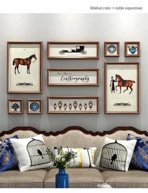 Conjunto de marcos de pared de fondo para sala de estar, Marcos  contemporáneos y contraídos para imágenes, arte de pared de madera con marco