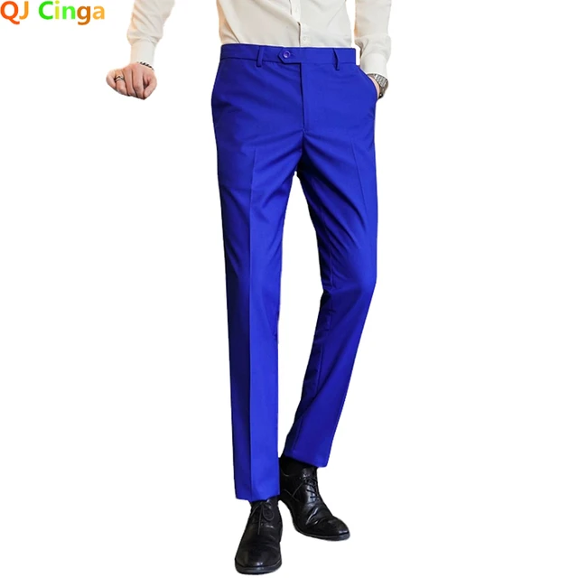Royal Blue Suit Pants Business Office Trousers White Black Red