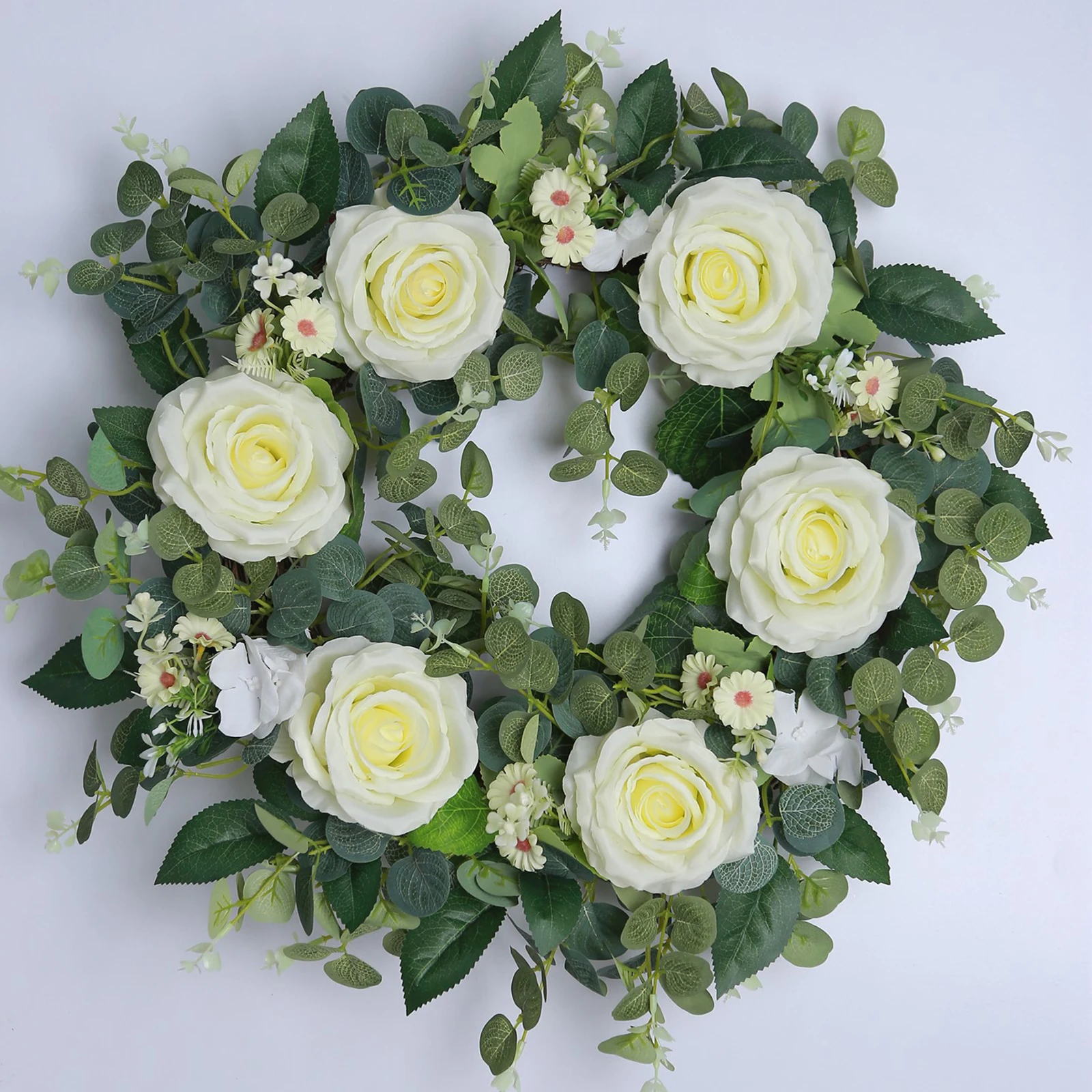 Artificial Eucalyptus Wreath Leaves Holiday Festival Door Hanging Garland Party Decoration for Door Wall Window
