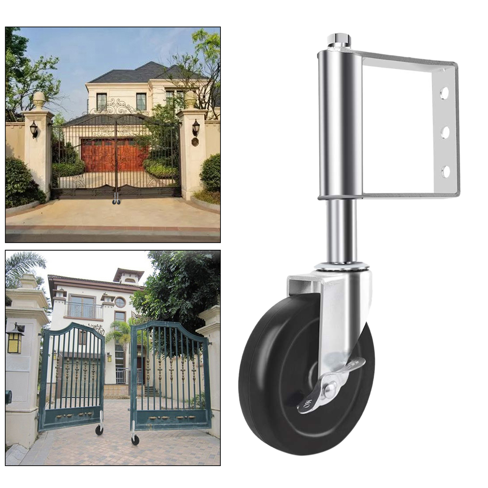 Spring Loaded Fences Door Gate Caster Gate Wheel  Tool Silver