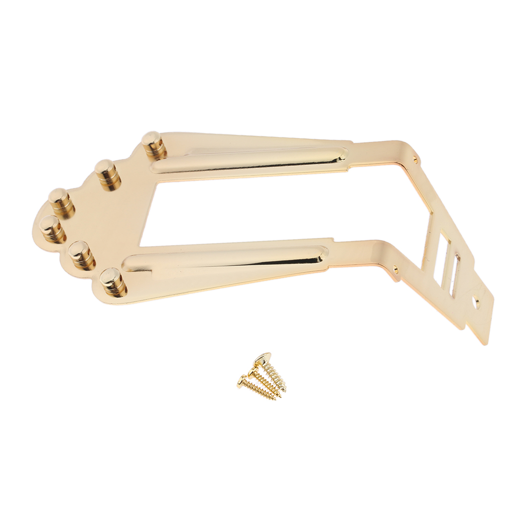 Tooyful 6 String Guitar Tailpiece Bridge for Archtop Jazz Guitar Replacement Parts Golden