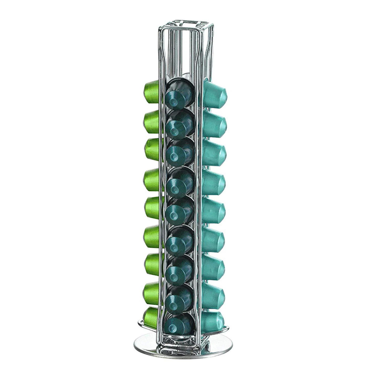 Capacity of 40 Iron Wire Coffee Pod Capsule Holder Rotatable Tower Storage Dispenser Fits for Nespresso  Cafe Shop Store