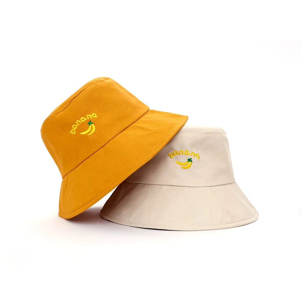 Banana Bucket Hat For Women Men Embroidery Letter Summer Panama Hats Sun Protection Caps Fishing Travel Beach Fisherman Hat best bucket hats