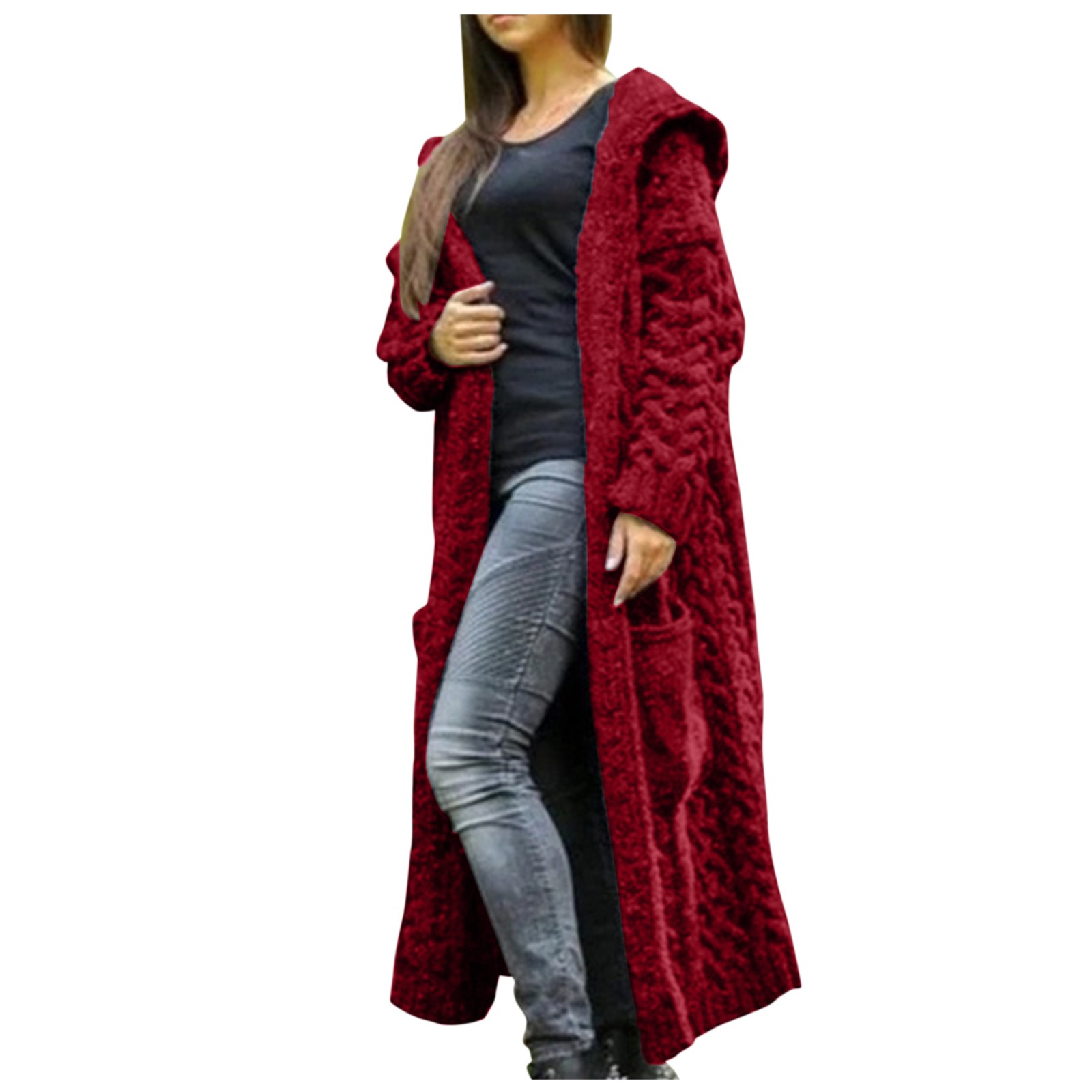 Cardigan de malha de manga comprida feminino,