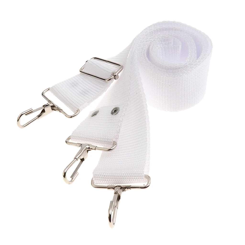 White Marching Band Bass Drum Shoulder Strap with Metal Clips for Drum Set Parts Accessories