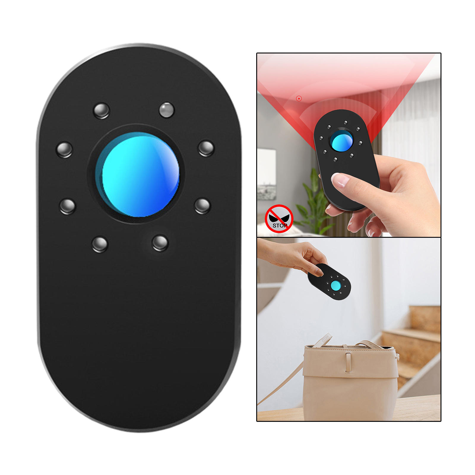 Anti Camera Detectors Scanning LED Light Lightweight Infrared Detector Bug Sweeper for Pinhole Camera Bathroom Travel