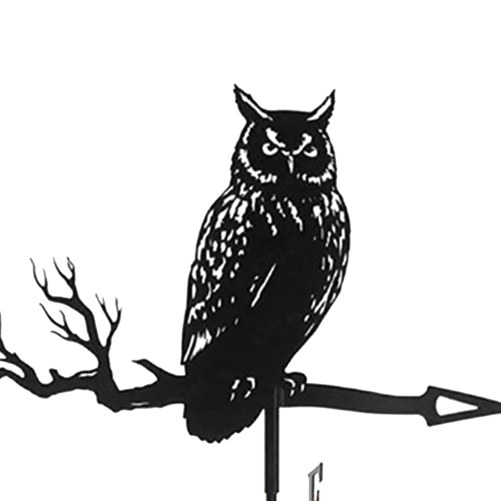 Iron Black Owl Shape Weathervane Weather Vane Outdoor Scene Decor Ornament
