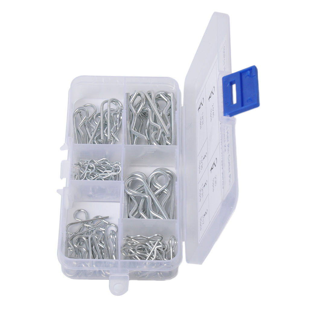 100x R Pin Mechanical Hitch Hair Tractor Clip Assortment Kit Case Set Cotter