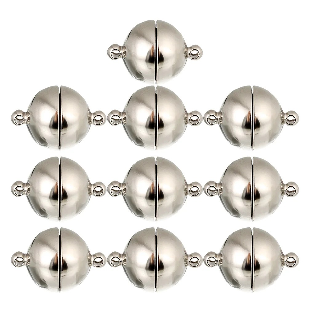 10x Magnetic Jewellery Clasps Necklace Round Ball Bracelet Connectors 12x6mm