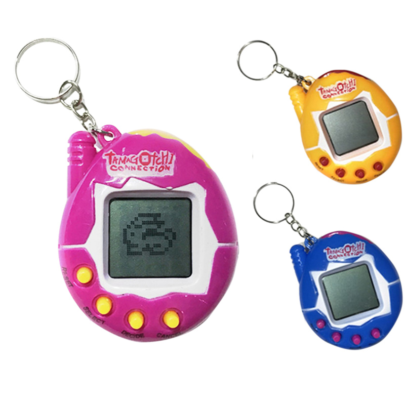 Electronic Digital Pet Game Machine, Handheld Virtual Pet Game with Keychain for Boys, Girls (Color Of The Button Is Random)