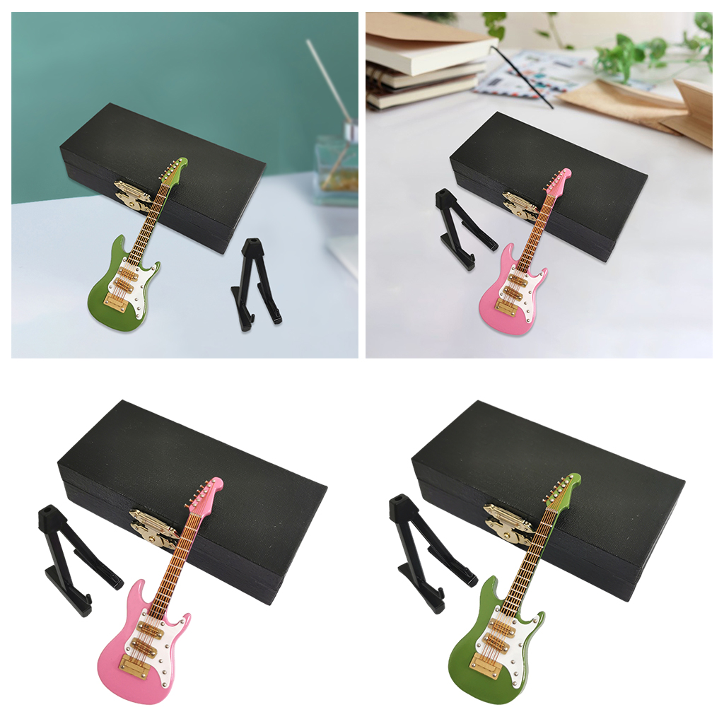 Miniature Wooden Electric Guitar 10cm Model Ornaments Decorative Model Guitar Toys