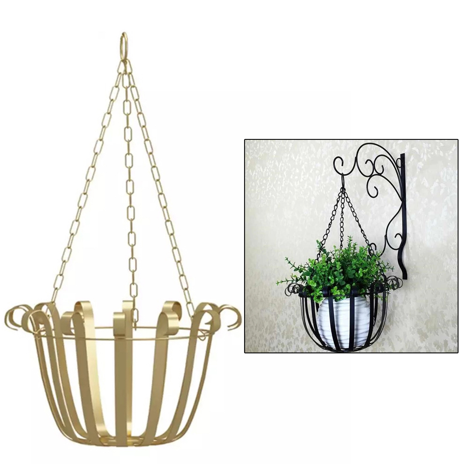 Heavy Duty Hanging Basket Brackets Leaf Shape Metal Plant Hooks Stand Flowerpot Holder Porch Garage Planter Flower