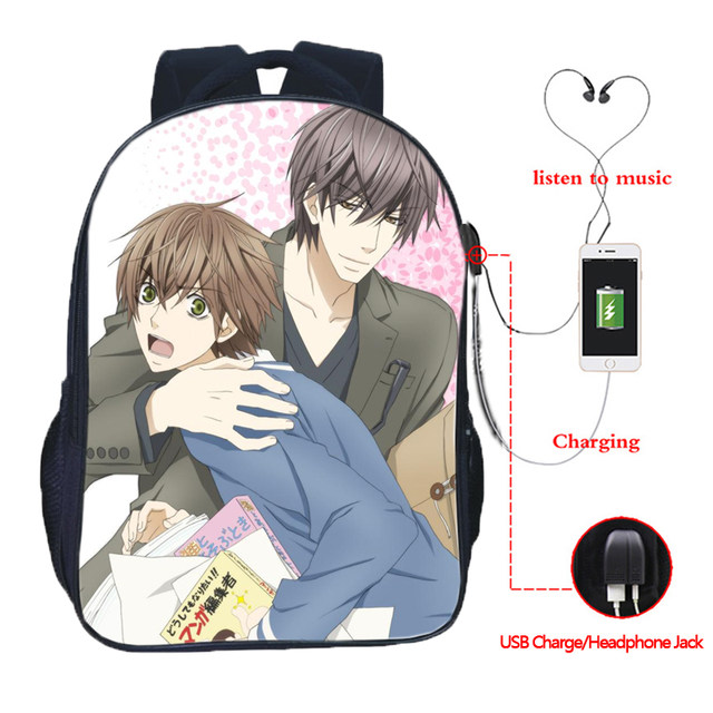 Anime Sekai Ichi Hatsukoi Usb Charging Backpack Schoolbags Girls