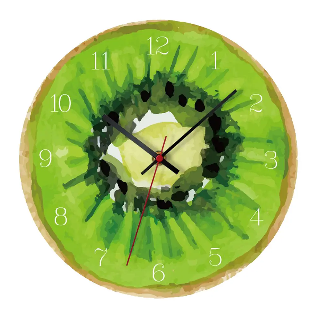 Home Decor Summer Fruit Round Acrylic Wall Clock Non Ticking Silent Clock Art for Living Room Kitchen Bedroom