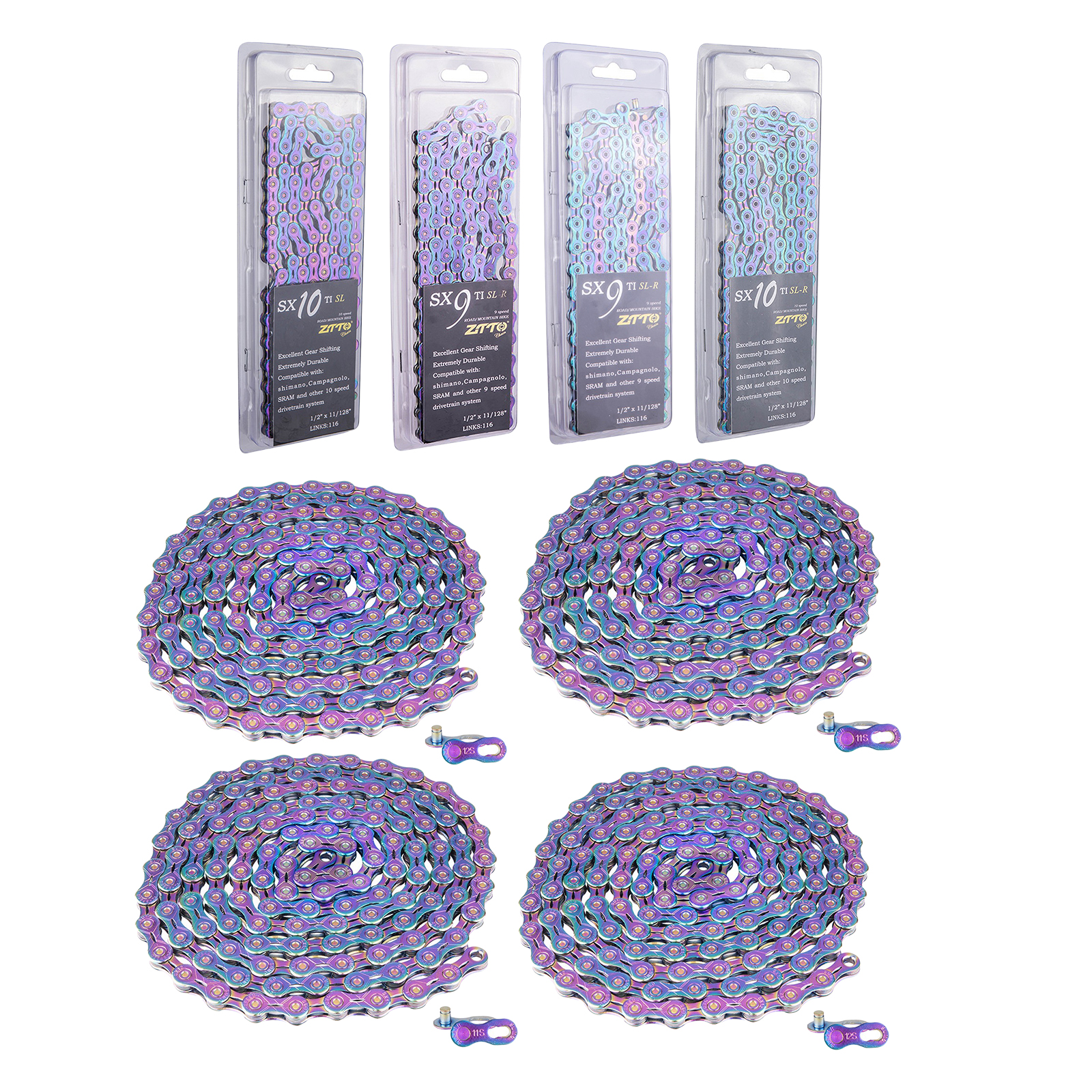 Bike Chain Bicycle Chain Link with  Links Connector Solid Hollow Pin 1/2''x11/128'' 116 Links 126 Links Chains