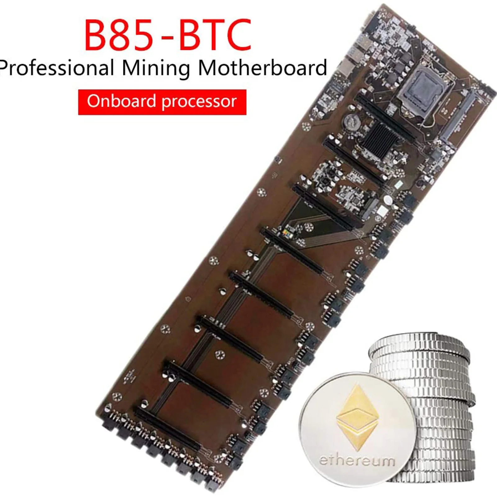 B85 マイニング マザーボード 8GPU CPU SSD (電源供給なし)-