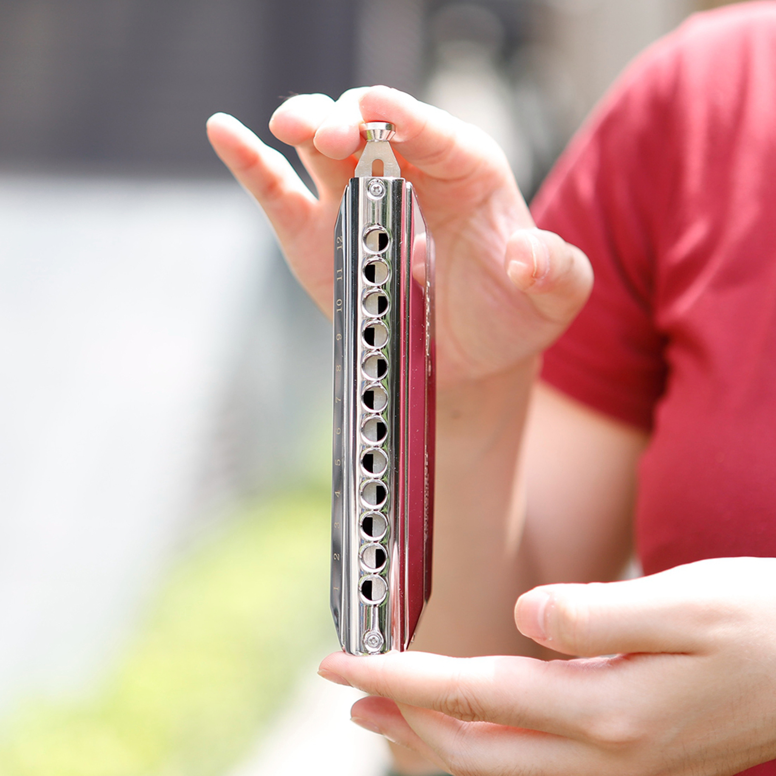 16 Holes for Rock Country Folk Jazz Harmonica Chromatic Blues Harp W/ Carry Case