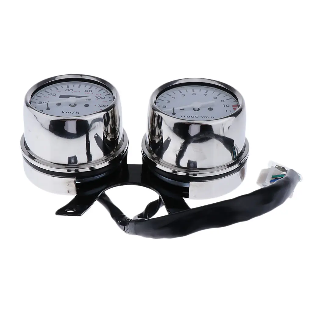 Motorcycle Dual Mechanical Odometer Speedometer and Engine Speed Instrument