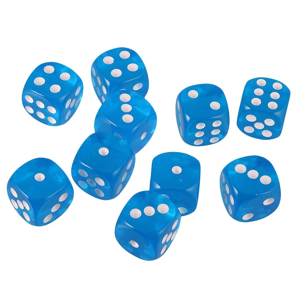 Pack of 10pcs Acrylic Six Sided D6 Spot Dice for D&D TRPG Party Board Game Toys