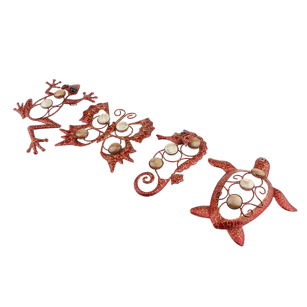 4x Vintage Metal Gecko,Butterfly, Sea Horse,Tortoise Backyard 