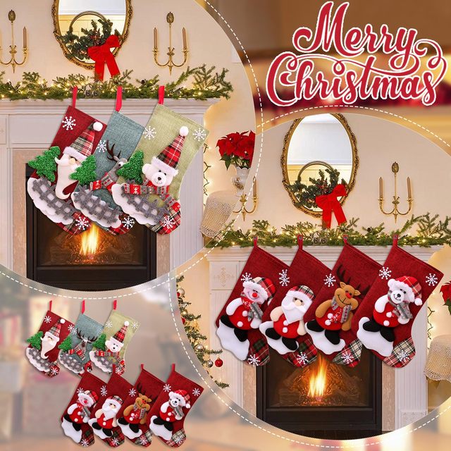 Non-Woven Socks Christmas Elf Socks Fireplace Christmas Tree Pendant Dot  Print Decorative Christmas Gift Socks _ - AliExpress Mobile