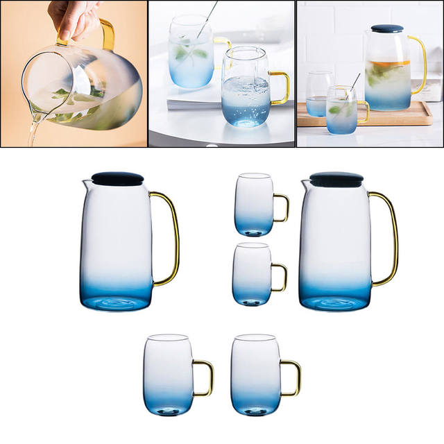 Glass Pitcher with Lid,Lemonade Pitcher,Tea Pitcher,Borosilicate Glass  Carafe,for Hot and Cold Water, Drinks, Wine, Tea 