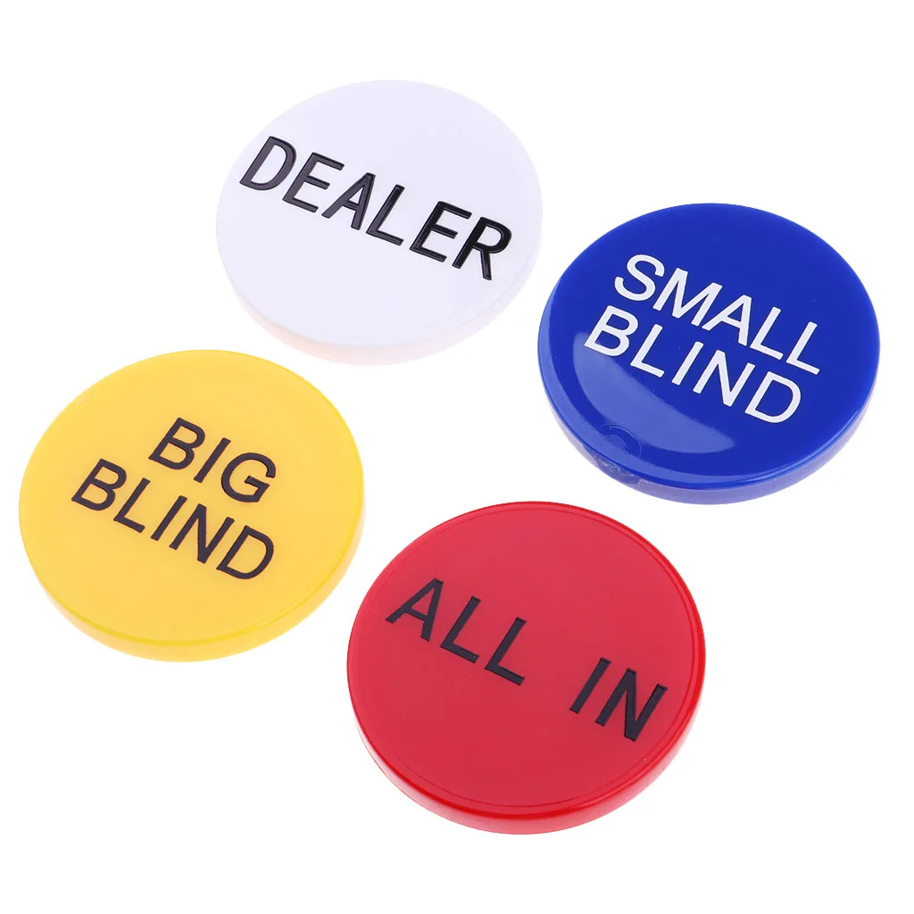 Dealer Button, Little & Big Blind All-in Poker Chips 2 Side w/ Clear Letters