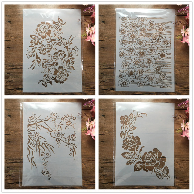 24 Pochoirs Réutilisables Motif Feuilles - Pour Peinture Sur Mur, Bois, Tissu - Plastique PP Résistant