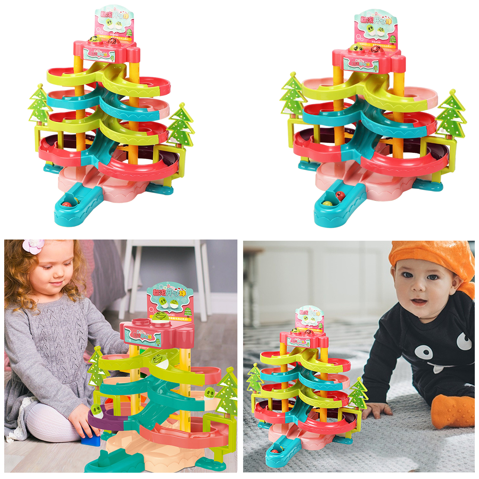 Ball Slide Track Toy Building Block Stacking Toy Interactive Learning Stack, Drop and Go Ball Ramp Toy Kids Birthday Gift