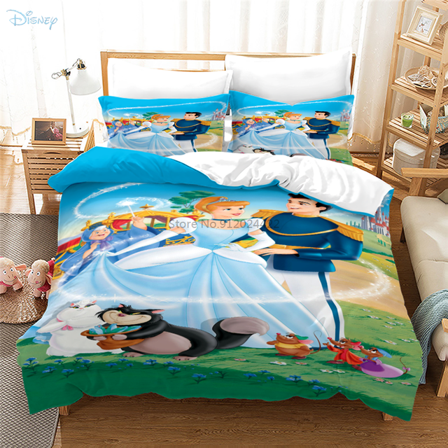 Jogo de cama estampado princesa disney, tecidos para casa, fofo, menina,  3d, capa de edredom, fronha, total, queen, king size, roupas de cama, 2/3  unidades - AliExpress