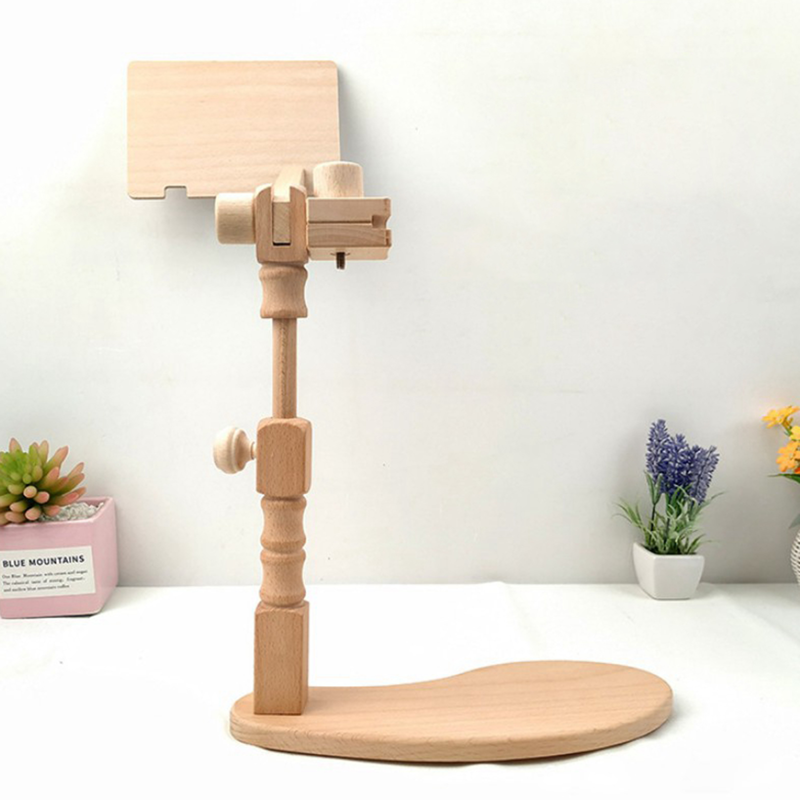Wooden Round Rectangle Embroidery Hoop Holder Adjustable DIY Desktop Stand Cross Stitch Rack Frames Rings Sewing Tools