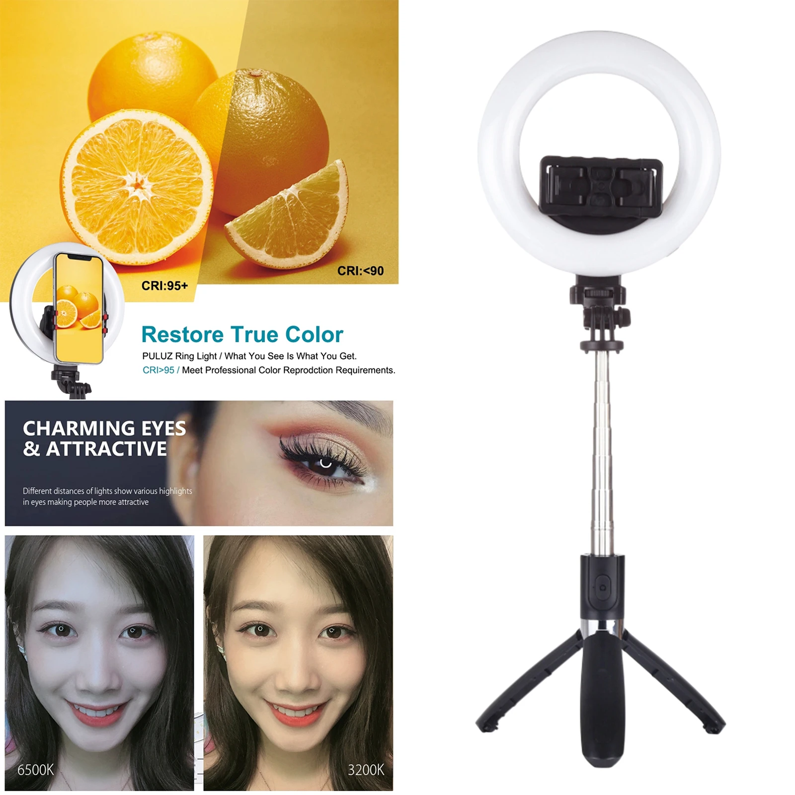 Selfie Stick Tripod with Fill Light, Bluetooth Selfie Sticks Compatible for  11/11Pro/XS/XS Max